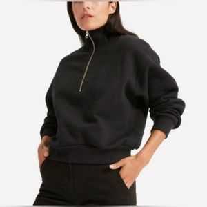 NEW Everlane Women’s Organic Cotton Black The Track Half Zip Sweater Size Small